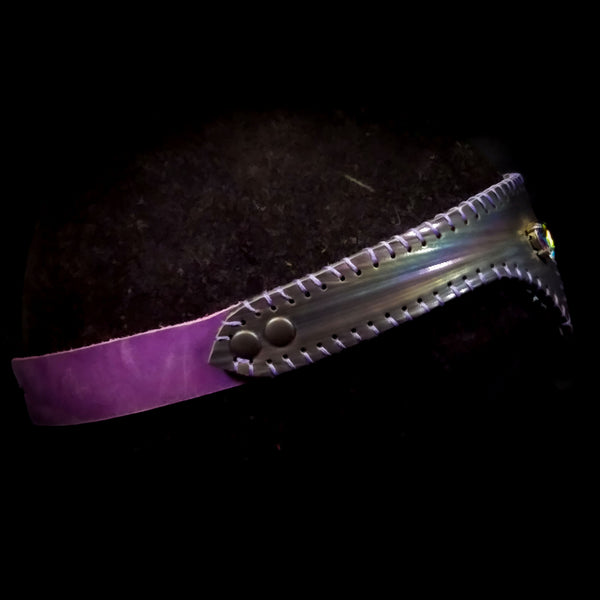 Muted Metallic Rainbow  Fabric &  Leather Circlet