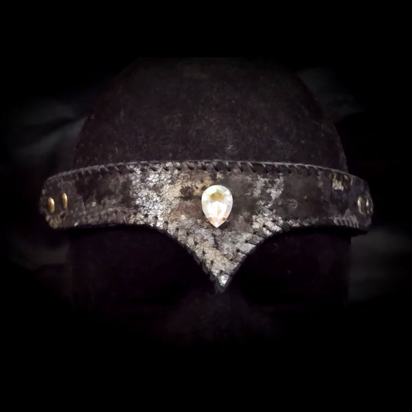 Black & Metallic Pewter Leather Circlet