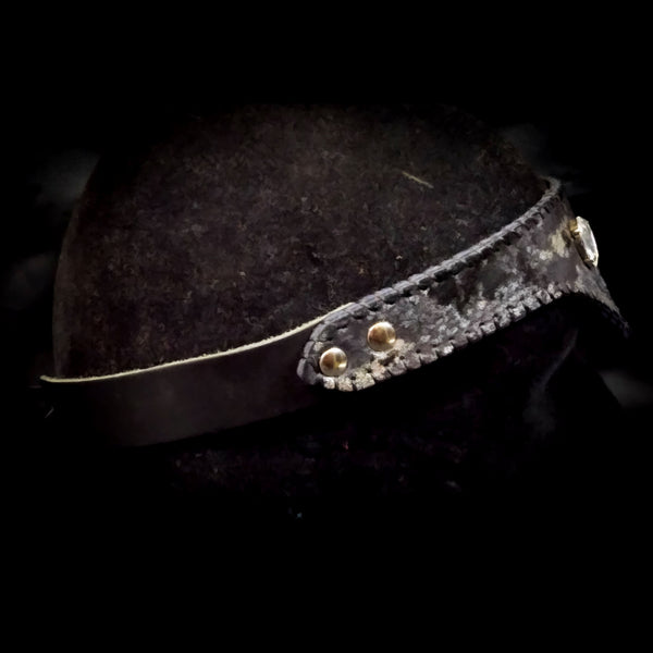 Black & Metallic Pewter Leather Circlet