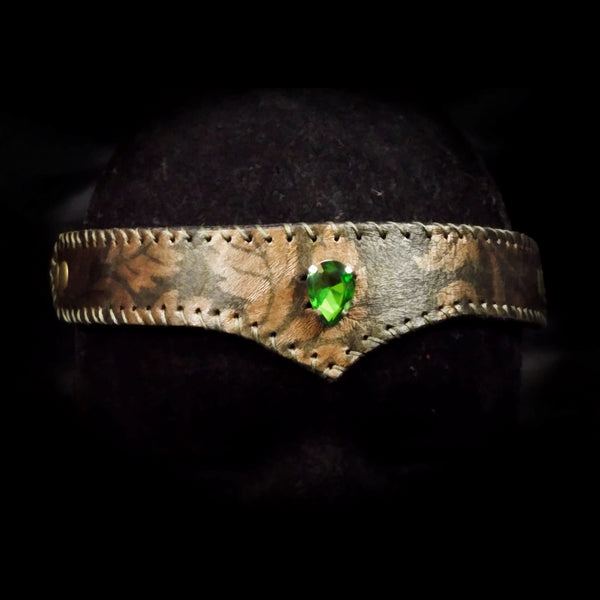 Green & Gold Jewelled Leather Circlet