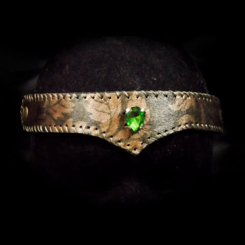 Green & Gold Jewelled Leather Circlet