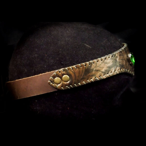 Green & Gold Jewelled Leather Circlet