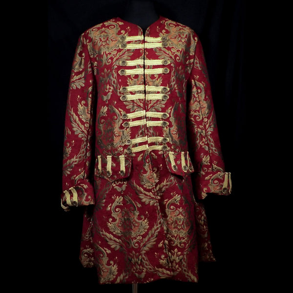 Red & Gold Brocade Pirate-Style Coat - Medium