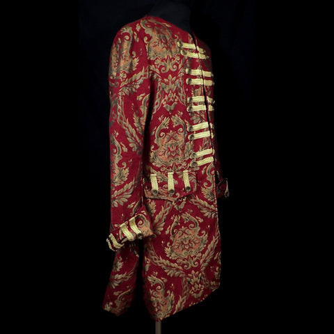 Red & Gold Brocade Pirate-Style Coat - Medium