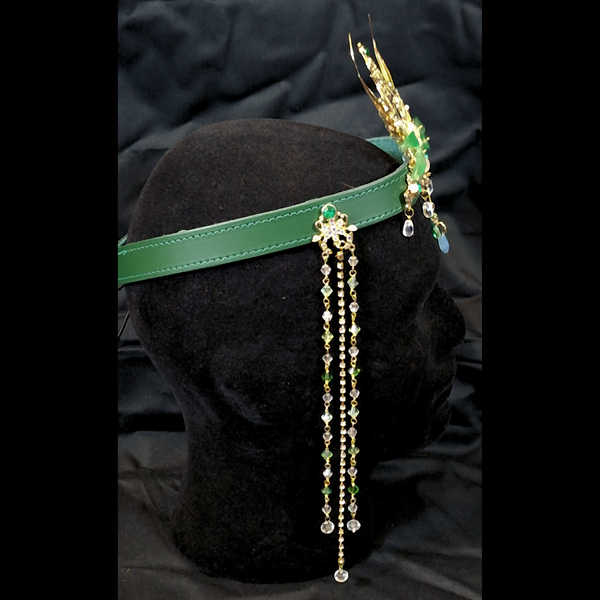 Green & Gold Crown on Leather band