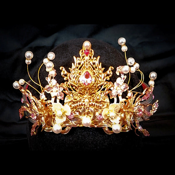 Pink & Gold Crown on Leather band