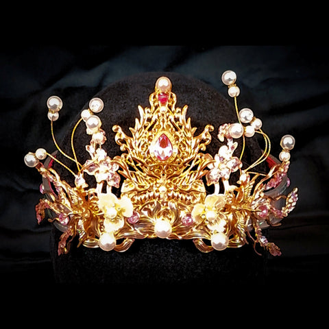 Pink & Gold Crown on Leather band