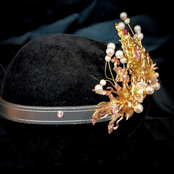 Pink & Gold Crown on Leather band