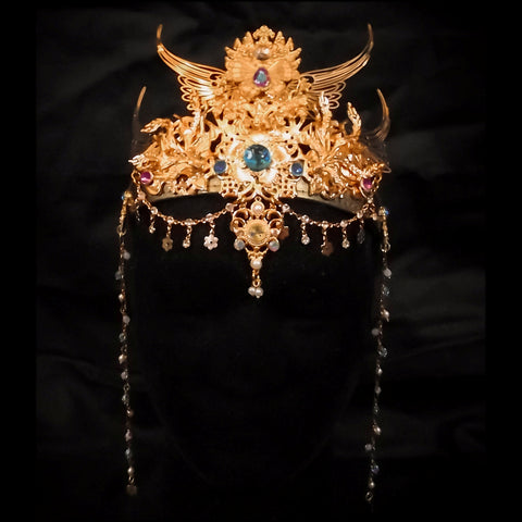 Turquoise & Gold Crown on Leather band