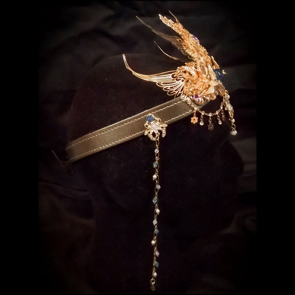 Turquoise & Gold Crown on Leather band