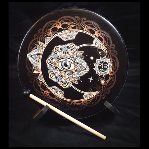 Mystic Moon and Eye Ritual Drum - 10 Inches