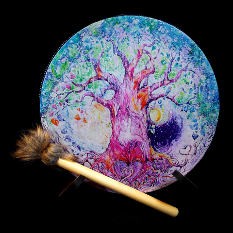Rainbow Tree Ritual Drum - 10 Inches