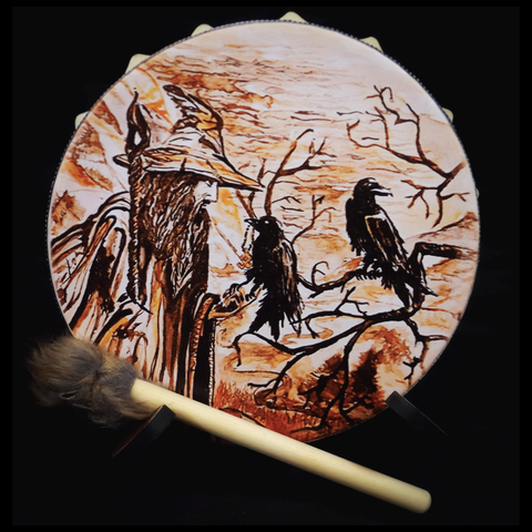 Wizard and Crows Ritual Drum - 10 Inches