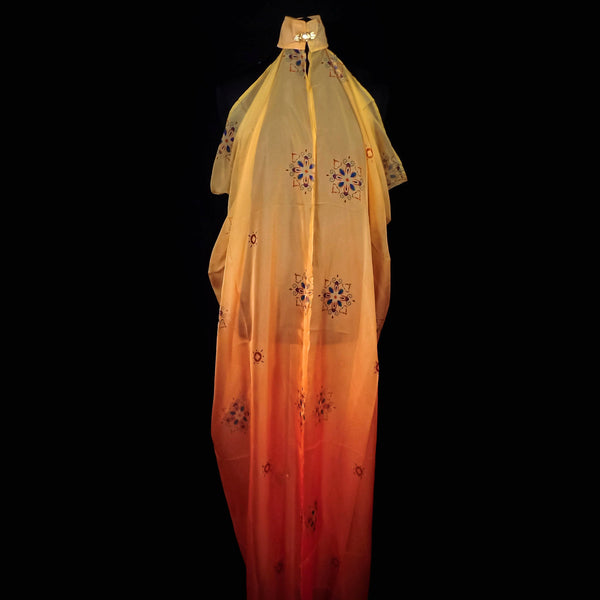 Draping Floaty Chiffon Sleeveless Cloak - Orange-Yellow