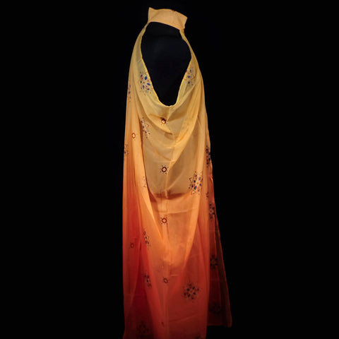 Draping Floaty Chiffon Sleeveless Cloak - Orange-Yellow