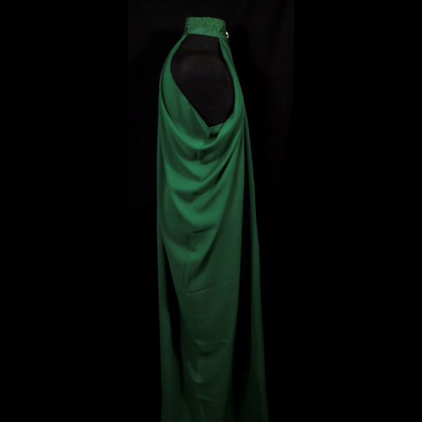 Draping Floaty Chiffon Sleeveless Cloak - Forest Green