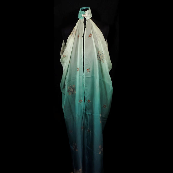 Draping Floaty Chiffon Sleeveless Cloak - Turquoise-Green