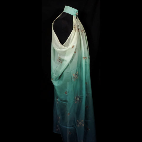 Draping Floaty Chiffon Sleeveless Cloak - Turquoise-Green