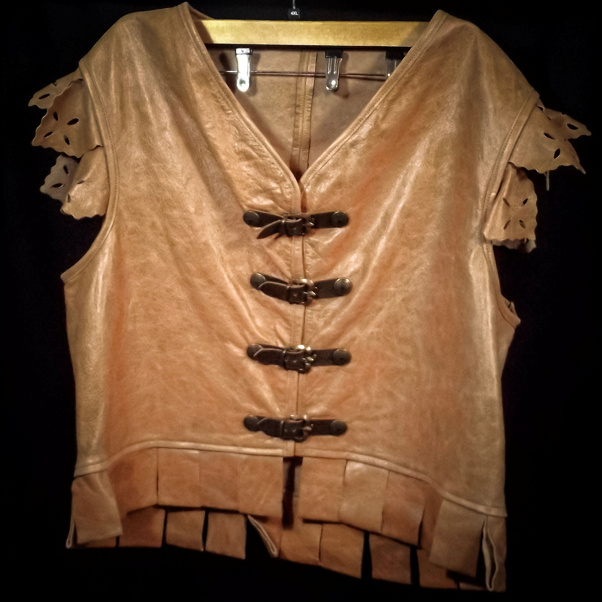 Sand Leather Vest - 4XL