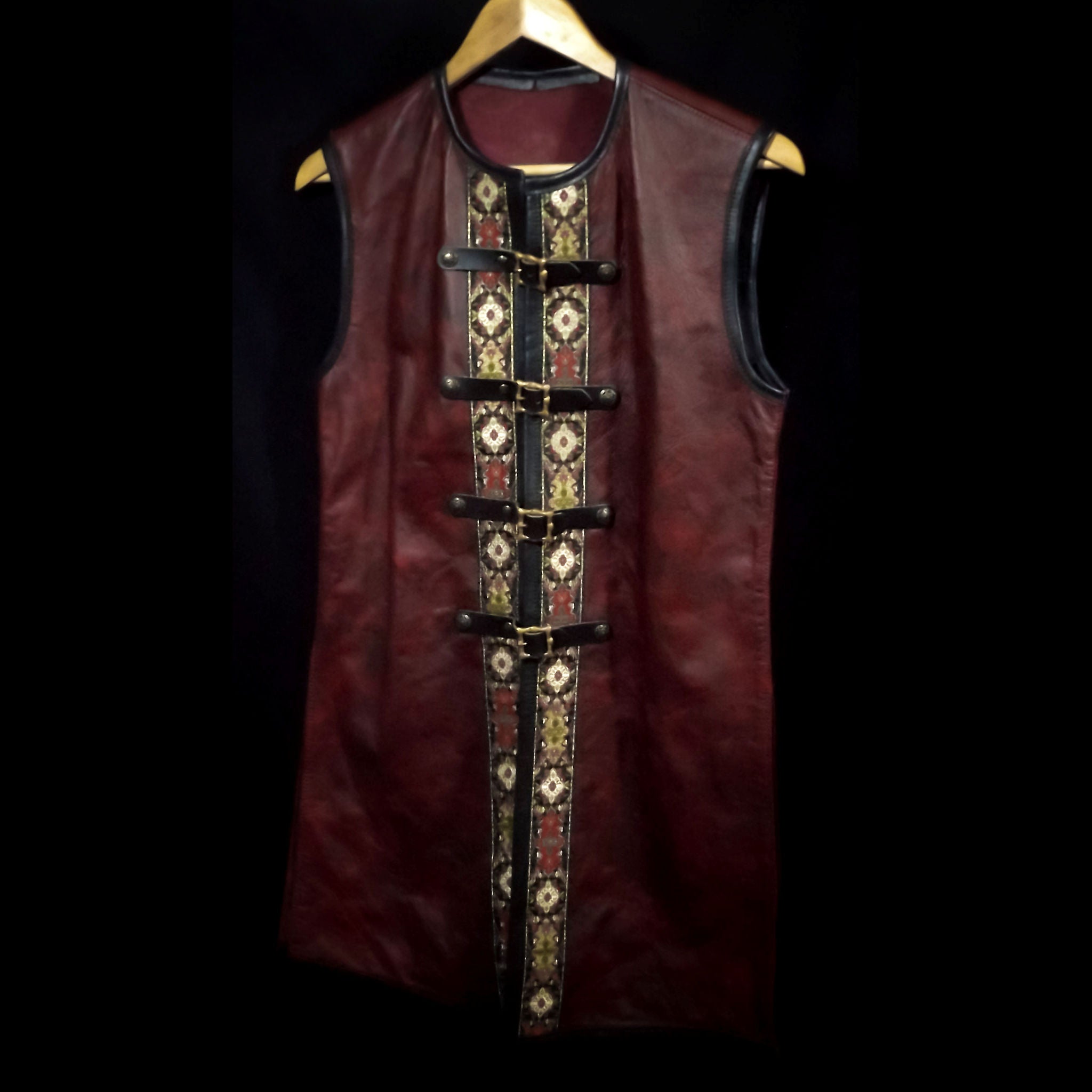 Dark Red Leather Vest - XS/Small