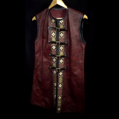 Dark Red Leather Vest - XS/Small