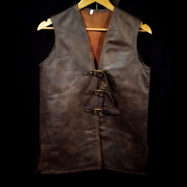Brown Leather Vest - 9-10 Years