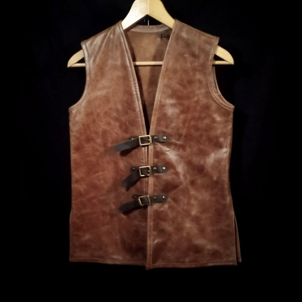 Brown Leather Vest - 7-8 Years