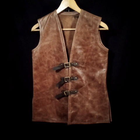 Brown Leather Vest - 7-8 Years
