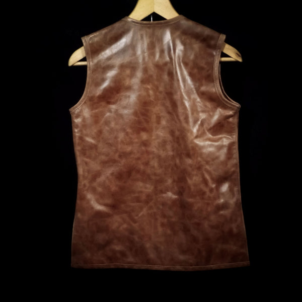 Brown Leather Vest - 7-8 Years