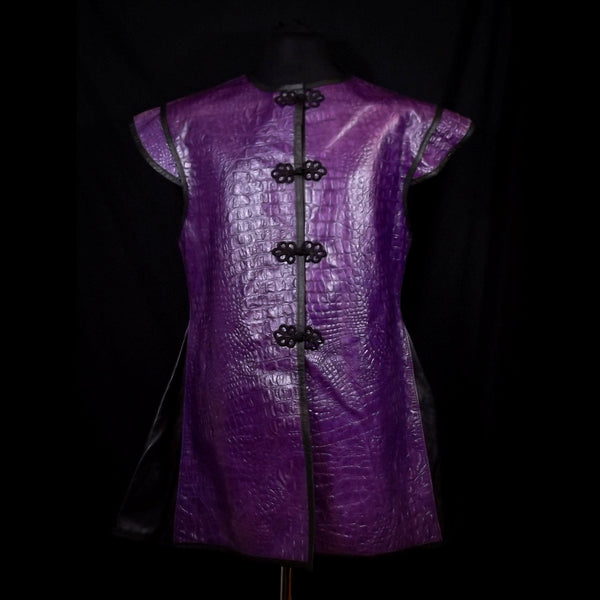 Purple & Black Croc Effect  Leather Vest - Large