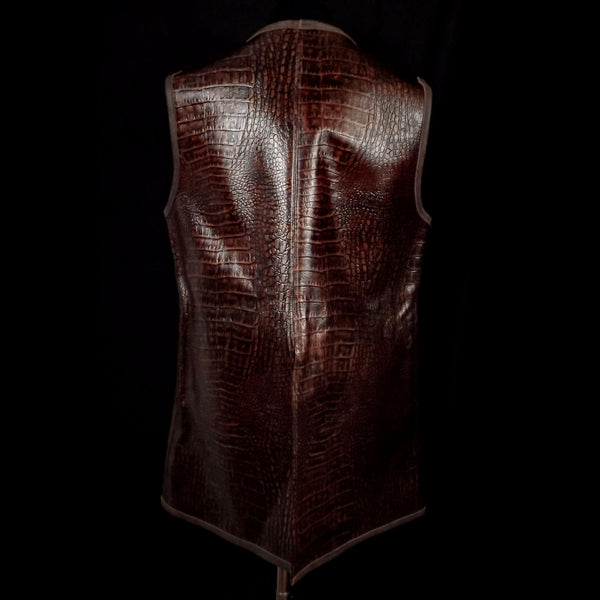 Coppery Brown Dragonskin Leather Vest - Medium