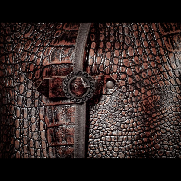 Coppery Brown Dragonskin Leather Vest - Medium