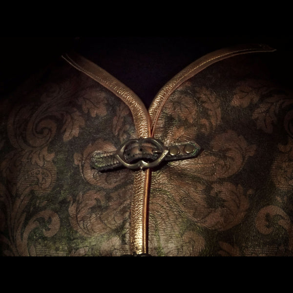 Green & Gold Damask  Leather Vest - Large