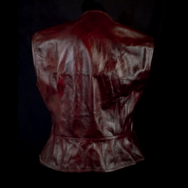 Burgundy Red Leather Vest - Medium