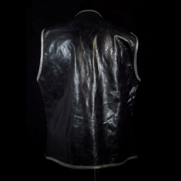 Black & Silver Leather Vest - XL