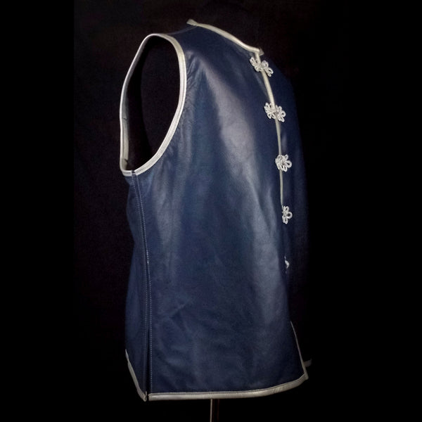 Blue & Silver Leather Vest - 2XL