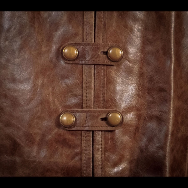 Brown Long Leather Vest - Medium