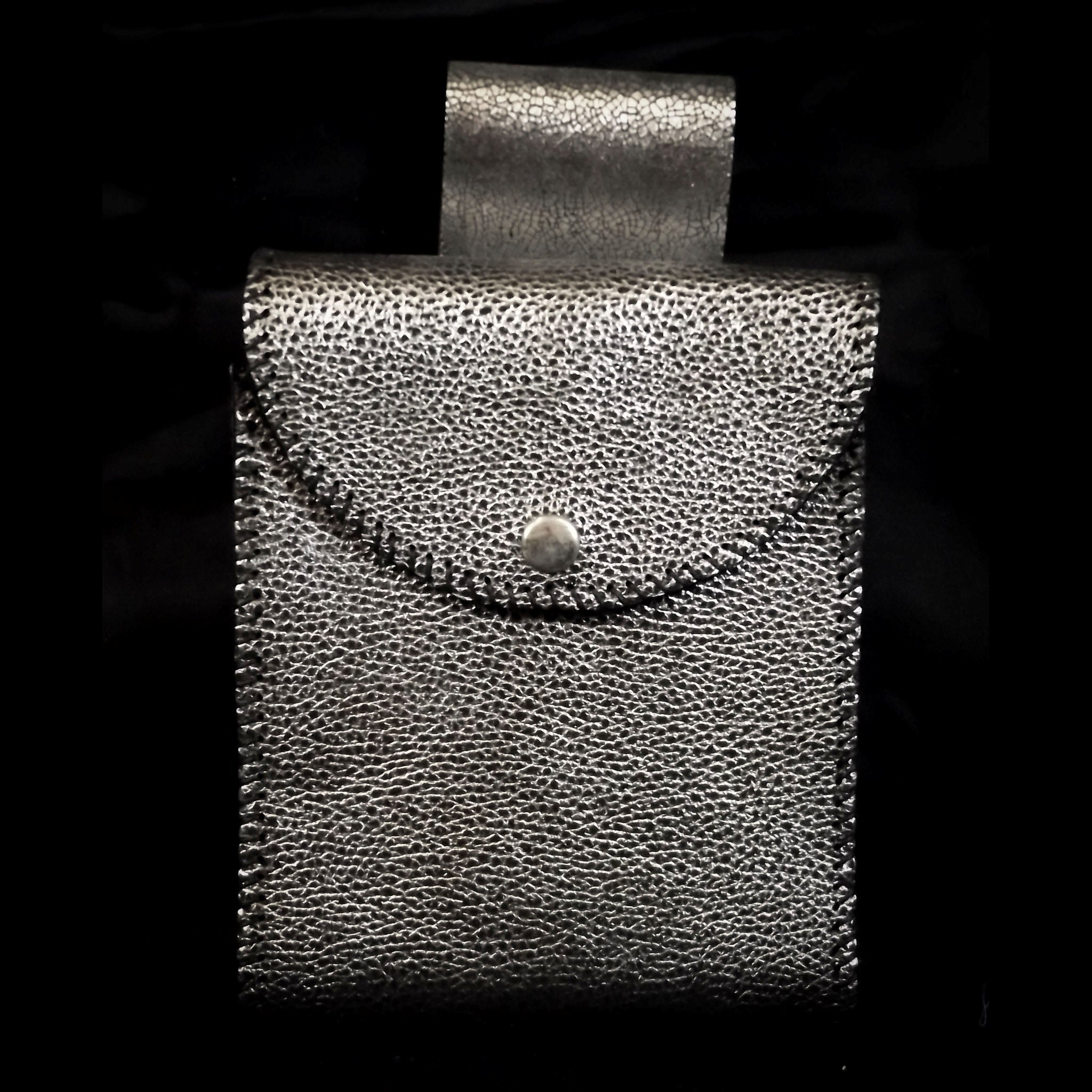 Rectangular Belt Pouch 20*16cm - Silver-Grey Leather