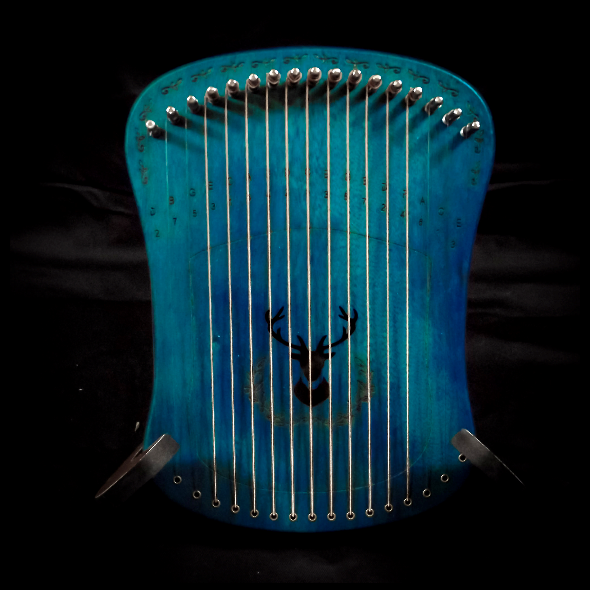 Teal Small Lyre - 17 String