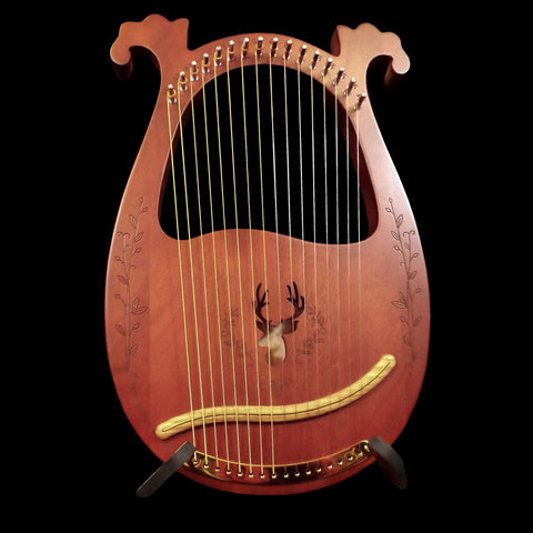 Large Classic Brown Lyre - 16 String