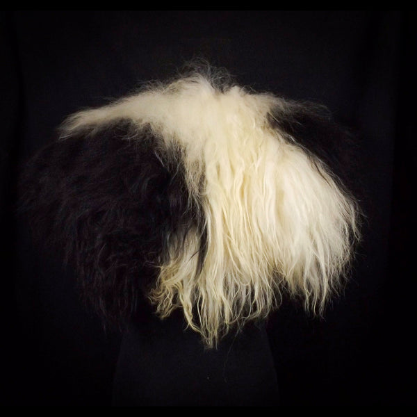 Dark Brown & Cream Icelandic Sheepskin Mantle - Celtic Buckle