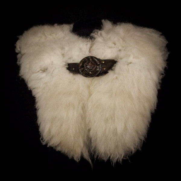 Natural Cream Sheepskin Mantle - Brass & Copper Buckle