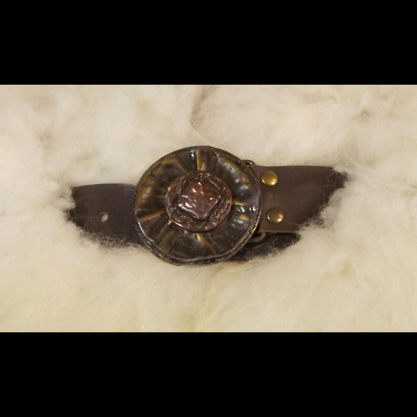 Natural Cream Sheepskin Mantle - Brass & Copper Buckle