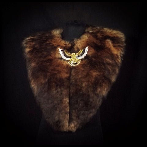 Ginger-Brown Sheepskin Mantle - Owl Buckle