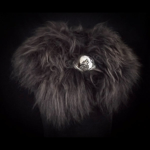 Pewter Grey Icelandic Sheepskin Mantle - Wolf Moon Buckle