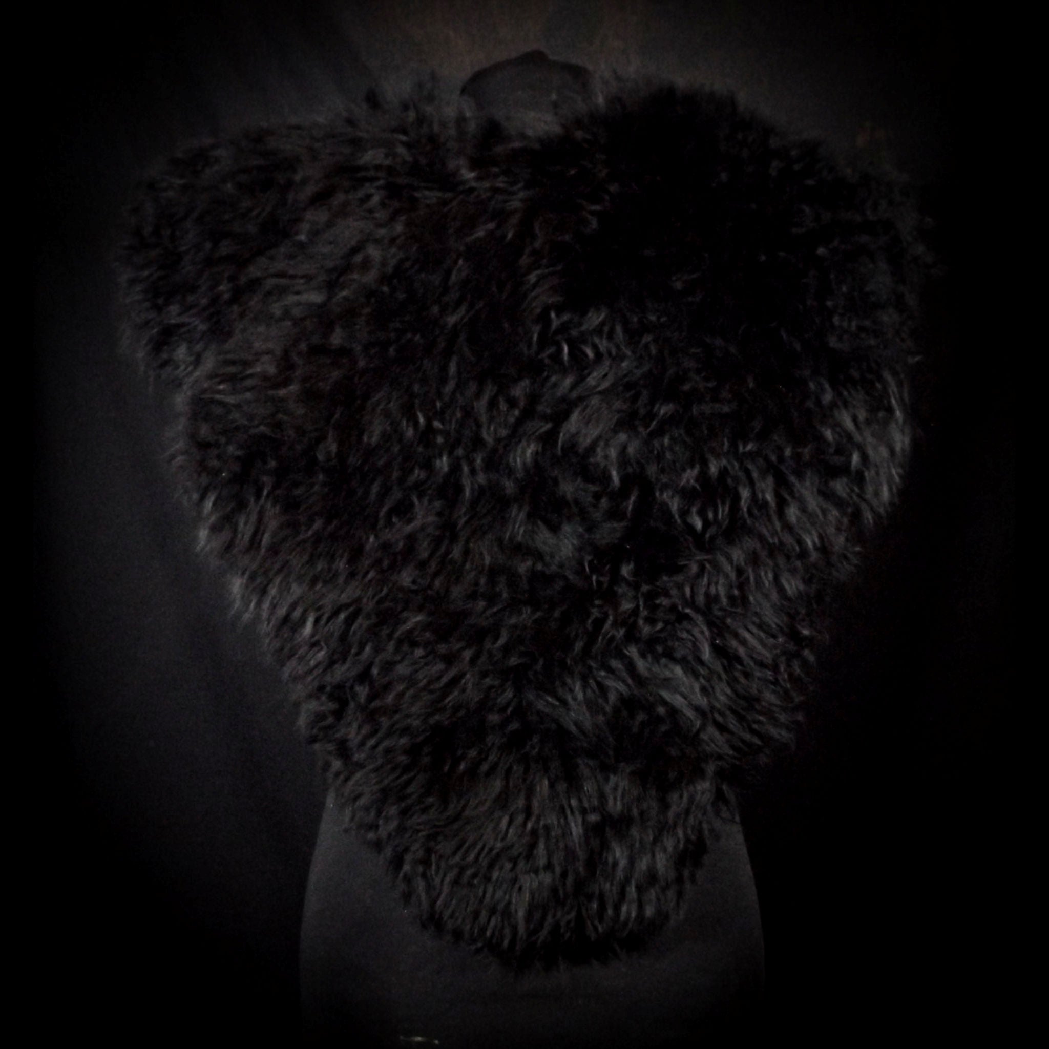 Black Sheepskin Mantle - Boar Buckle