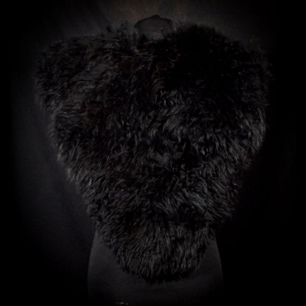 Black Sheepskin Mantle - Boar Buckle