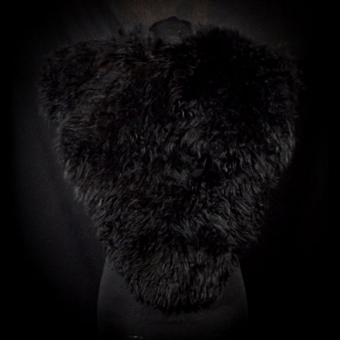 Black Sheepskin Mantle - Boar Buckle
