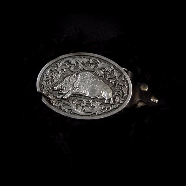 Black Sheepskin Mantle - Boar Buckle