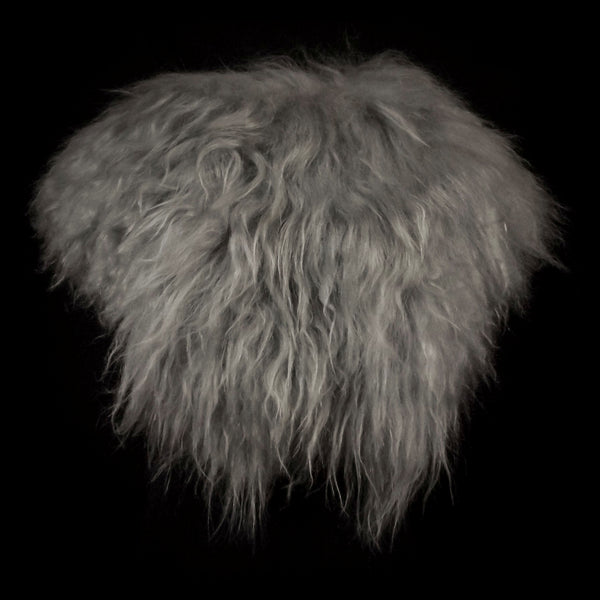 Silver Grey Icelandic Sheepskin Mantle - Celtic Buckle